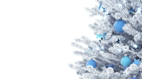 New Year tree isolated on white background. Alpha Matte. Stock Footage 68802339