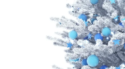 New Year tree isolated on white background. Alpha Matte. Stock Footage 68811250