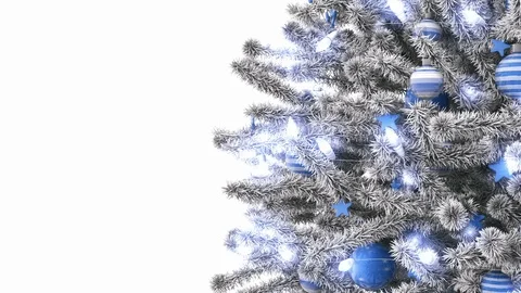 New Year tree isolated on white background Stock Footage 81327989