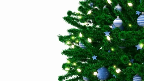 New Year tree isolated on white background Stock Footage 81398884