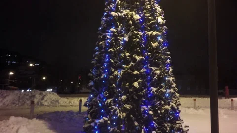 New Year tree at night. Time lapse Video stock 85018867