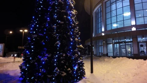 New Year tree at night. Time lapse 库存影片 87469227