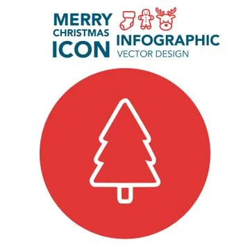 New year tree simple flat icon element Stock Illustration