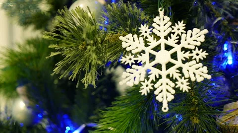New Year tree with snowflake Stock Footage 58963161