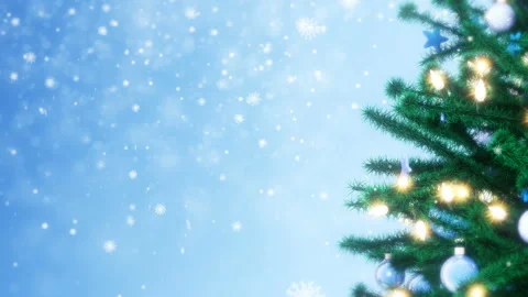 New Year tree with sparkling light garland, balls and stars Stock Footage 120785982
