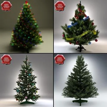 New Year Trees Collection V3 3D Model