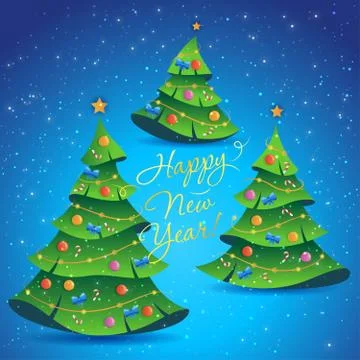 New year trees. Vector illustration Stock Illustration