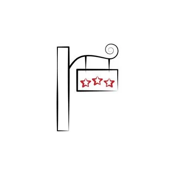 New year trip, hotel pointer 2 colored line icon. Simple hand drawn color Stock Illustration
