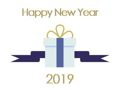 New Year Typographical Cretaive Background 2019 . Vector illustration blue Stock Illustration