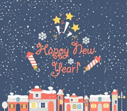 New Year with urban background. Stock Illustration