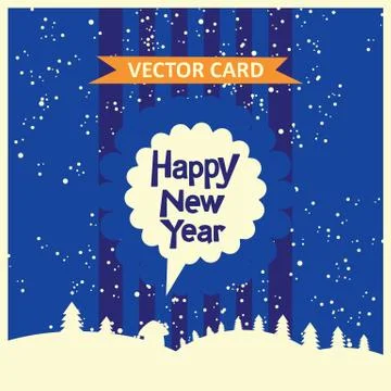 New Year Vector Card 001 - Speech bubble Greeting Message Stock Illustration