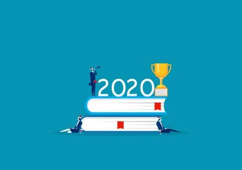 New Year vector concept. Business people with the numbers 2020. Company team  Stock Illustration