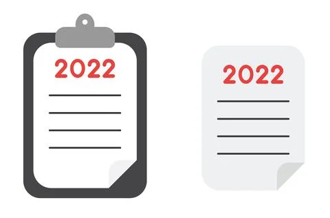 New year vector concept, clipboard and paper, article about 2022 Stock Illustration