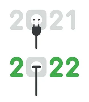 New year vector concept, unplugged 2021 and plug in 2022 Stock Illustration