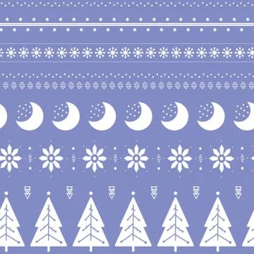 New Year vector winter pattern, christmas tree logo, moon, snowflake ornament Illustrazione stock