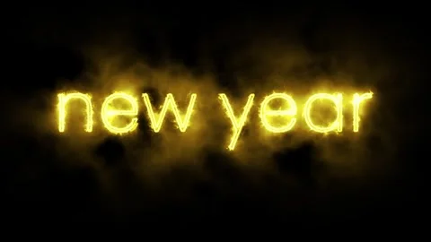 New Year writing with a fire effect and yellow. Stock Footage 255536785