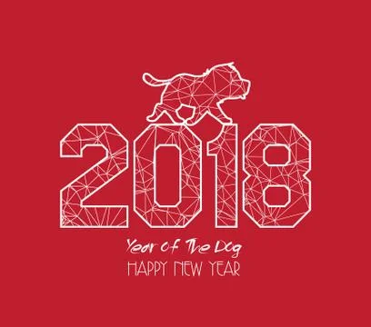 New Years 2018 polygonal line Background. Year of the dog Stock Illustration