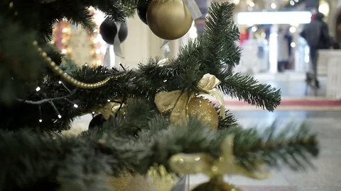 New Year's and abstract blurred shopping mall background with Christmas 스톡 동영상 69986233