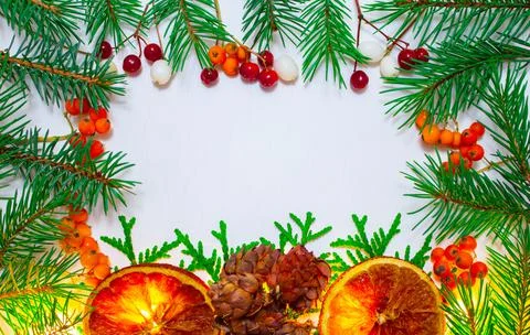 New Year's background and frame for the design of banners and postcards. Stock Photos