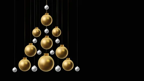 New Years background with Christmas Tree made of Gold Balls and Silver Stars Stock Footage 120734649
