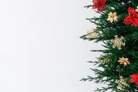 New Year's background Christmas tree decor is the place to sign a postcard Stock Photos