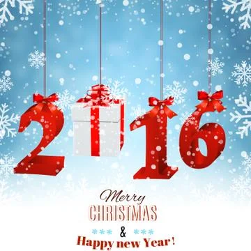 New Years background with gift. Illustrazione stock