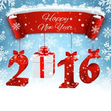 New Years background with gift. Illustrazione stock