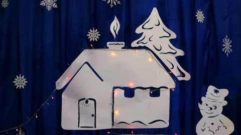 New Year's background made with your own hands. Flashing garland on a white Stock Footage 257437556