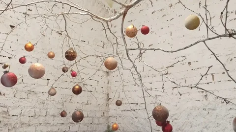 New Year's balls on a tree. Stock Footage 122982945