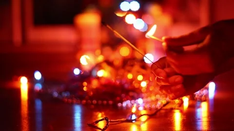 New Year's Bengal lights Stock Footage 55664723