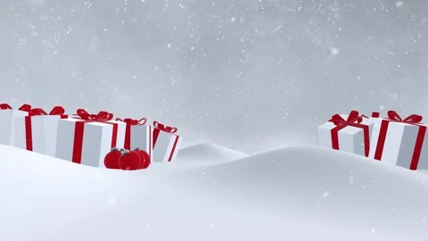 New years box gift presents on copy space loop snowfall background Stock-Footage 324526908