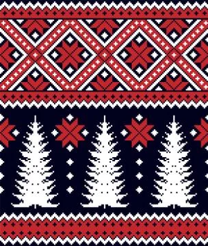 New Year's Christmas pattern pixel vector illustration eps Stock Illustration
