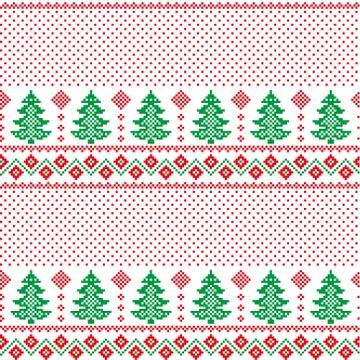 New Year's Christmas pattern pixel vector illustration eps Stock Illustration