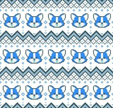 New Year's Christmas pattern pixel with dogs vector illustration 스톡 일러스트