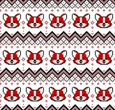 New Year's Christmas pattern pixel with dogs vector illustration Stock Illustration