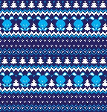 New Year's Christmas pattern pixel vector illustration Stock Illustration