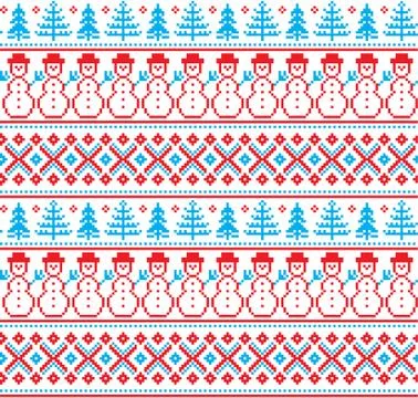 New Year's Christmas pattern pixel vector illustration 스톡 일러스트