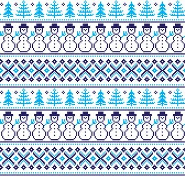 New Year's Christmas pattern pixel vector illustration Stock Illustration
