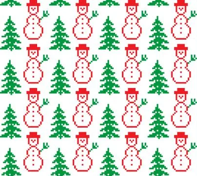New Year's Christmas pattern pixel vector illustration Stock Illustration