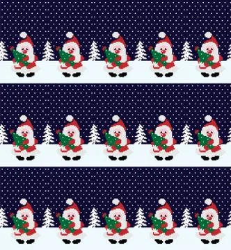 New Year's Christmas pattern pixel vector illustration eps Stock Illustration