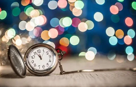 New Year's clock at midnight Stock Photos