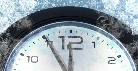 New Year's clock shows without five twelve Stock Photos