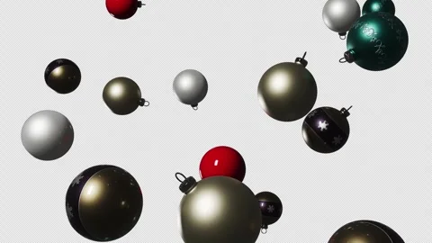 New Year's colored Christmas tree toys on a transparent background. Stock Footage 253725235