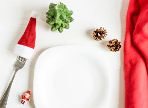 New Year's composition. Frame for text with Christmas tree and cones on a woo Stock Photos