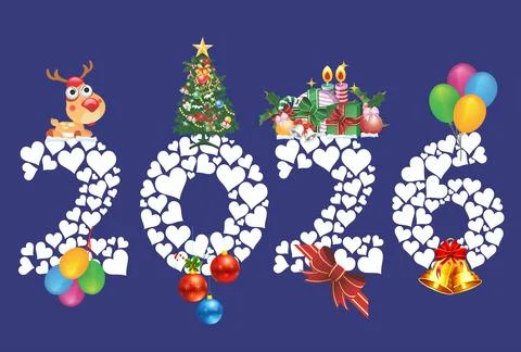 New Year's composition, Illustrazione stock