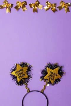 New Year's decor in the form of a star shape with text Happy New Year and Stock Photos
