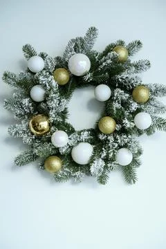 New Year's decor round shape, hanging on the wall Stock Photos