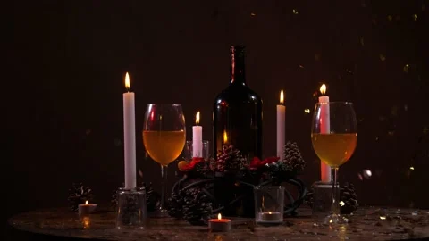 New Year's decor on the table Stock Footage 144581025