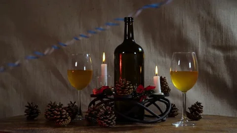 New Year's decor on the table Stock Footage 144633366