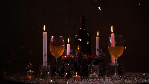New Year's decor on the table Stock Footage 144633686